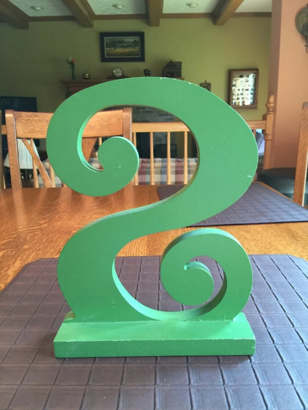 Decorative Wood Letter S Green and White 10 3/4